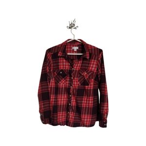 Croft and Barrow Button Down Red Check Women's Large.